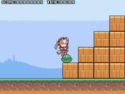 1girl 1up animal_ears animated blazer gloves hat island_fox_(kemono_friends) jacket jumping kemono_friends kemono_friends_v_project long_hair looking_at_viewer mario_(series) midoribox video necktie nintendo open_mouth parody pixel_art school_uniform shirt shoes silver_hair simple_background skirt smile solo super_mario_bros._1 tail turtle_shell twintails virtual_youtuber