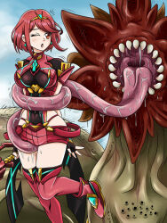 blush constriction helpless krlitosss licking molestation monster open_mouth paid_reward_available peril pyra_(xenoblade) red_hair short_hair teeth tongue vore wince worm xenoblade_chronicles_(series) xenoblade_chronicles_2 you_gonna_get_eaten