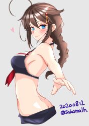 1girl absurdres brown_hair butt_crack character_request copyright_request highres nitamako_(sakamalh) smile swimsuit tagme