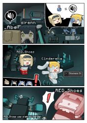 Rule 34 | abe (nikke), armored boots, armpit cutout, backless bodysuit, bare shoulders, black hair, black hairband, blonde hair, blue eyes, blue hair, blush, bodysuit, boots, breasts, cinderella (nikke), cleavage, clothing cutout, colored inner hair, deep dark (minecraft), elbow gloves, flower-shaped hair, folded hair, gloves, goddess of victory: nikke, gretel (nikke), hair intakes, hair over one eye, hairband, hansel (nikke), highres, knee armor, leotard, little mermaid (nikke), long hair, medium hair, minecraft, minecraft (style), multicolored hair, multicolored leotard, multiple girls, navel, old tales (nikke), open mouth, red eyes, red shoes (nikke), ribbed shrug, sculk (minecraft), see-through cleavage, see-through clothes, see-through skirt, shiny eyes, siblings, skirt, smile, turtleneck, twins, twintails, two-tone leotard, underground, undreaming, very long hair, warden (minecraft), white bodysuit, white hair, white leotard, white pouch, yellow eyes