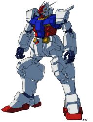 aeug color_variation colored_lineart commentary_request derivative_work exposed_internal_machinery gun gundam gundam_mk_ii machine_gun machinery mecha mecha_focus mobile_suit no_humans original redesign robot science_fiction signature tessaku_ro v-fin weapon white_background yellow_eyes zeta_gundam