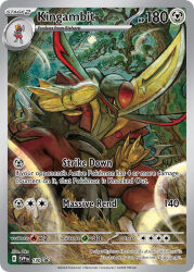 artist_name bisharp card_(medium) character_name company_name copyright_name copyright_notice english_text gen_5_pokemon grass kingambit nintendo official_art oku_(2964_okn) outdoors pokemon pokemon_(creature) pokemon_card pokemon_focus pokemon_tcg sitting solo third-party_source trading_card tree