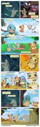 absurdres autumn_leaves candy cave chalk cloud comic cosplay creatures_(company) crossover day donatello_(cosplay) donatello_(tmnt) english_text food game_freak gastly gen_1_pokemon gen_2_pokemon gen_5_pokemon gen_7_pokemon halloween haunter highres house kite leaf mantine mimikyu minccino moon mummy_(cosplay) night nintendo no_humans picnic_basket pokemon pokemon_(creature) pokemon_sm pumpkin sandwich scarf snow snowball speech_bubble squirtle staff tears teddiursa teenage_mutant_ninja_turtles tree vampire_costume weapon yayster