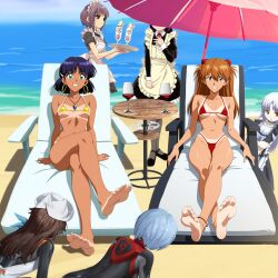 Rule 34 | 6+girls, all fours, alternate costume, angel beats!, anklet, apron, ass, ayanami rei, barefoot, bdsm, beach, beach chair, beach umbrella, bikini, black bodysuit, black hair, blue eyes, blue hair, bodysuit, bowing, breasts, brown eyes, brown hair, chair, cleavage, crossed ankles, crossed legs, crossover, cup, dark-skinned female, dark skin, day, dress, drinking glass, earrings, enmaided, feet, femdom, food, foot focus, foot worship, frills, fushigi no umi no nadia, gokou ruri, gold bikini, grey hair, hair ornament, happy, hat, headdress, heat, holding, hoop earrings, hot, human furniture, humiliation, ice cream, jewelry, kneeling, kneeling female, kuudere, large breasts, legs, long hair, looking at viewer, maid, maid apron, maid headdress, mecha pilot suit, medium breasts, micro bikini, multicolored bodysuit, multiple crossover, multiple girls, nadia la arwall, nagato yuki, navel, necklace, neon genesis evangelion, ocean, open mouth, orange hair, ore no imouto ga konna ni kawaii wake ga nai, outdoors, princess, public indecency, purple hair, rebuild of evangelion, red bikini, resting, sad, sand, serving, short hair, sitting, sky, slave, small breasts, smile, soles, souryuu asuka langley, summer, sunbathing, suzuhara sakura, suzumiya haruhi no yuuutsu, swimsuit, tachibana kanade, tan, tanline, thong, thong bikini, toenails, toes, tray, tsundere, umbrella, underboob, water, wine glass, yellow bikini, yellow eyes, yuri