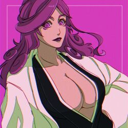 1girl bleach bleach:_sennen_kessen-hen breasts cleavage hikifune_kirio large_breasts long_hair purple_eyes purple_hair solo strikek-lvvjm27