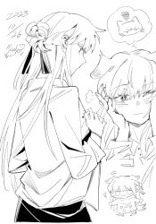 Rule 34 | 1girl, animal ears, blush, braid, chinese commentary, commentary request, commission, dated, dog ears, half up braid, highres, jacket, kemonomimi mode, lanserongjie, long sleeves, multiple girls, multiple views, school uniform, second-party source, sendai hazuki, shuuniichido classmate wo kau hanashi, smile, speech bubble, thought bubble