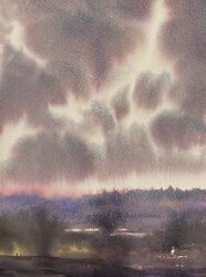 bush cloud cloudy_sky day field highres mouen_tw no_humans original painting_(medium) plant sky traditional_media tree watercolor_(medium) white_sky