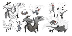 alternate_color bird_nest character_name closed_mouth concept_art creatures_(company) egg evolutionary_line fakemon game_freak horns looking_at_viewer multiple_views nintendo open_mouth pokemon pokemon_(creature) red_eyes sharp_teeth siirakannu simple_background teeth white_background