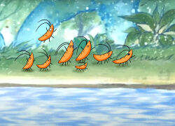 digimon digimon_adventure ebi-chan_(gawr_gura) highres hololive hololive_english miku_(mikururun) no_humans running screenshot_background shrimp tears