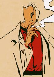 1boy ace_attorney bad_id bad_pixiv_id cigarette coat highres looking_at_viewer miles_edgeworth raycrodu_h red_shirt shirt smoking solo solo_focus