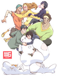 2girls 4boys baymax big_hero_6 black_hair brown_hair cat dark_skin disney fred_(big_hero_6) glasses gogo_tomago dreadlocks high_heels hiro_hamada honey_lemon long_hair marvel multicolored_hair multiple_boys multiple_girls orange_hair purple_hair robot short_hair tadashi_hamada touge_hiro wasabi-no-ginger