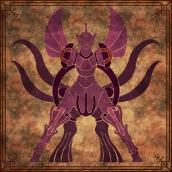 armor centaur crest gen_4_pokemon highres hooves kutinawa_ttt legendary_pokemon nintendo palkia palkia_(origin) pokemon pokemon_(creature) ribbon shoulder_armor stylistic tail tail_ornament tail_ribbon taur texture wings