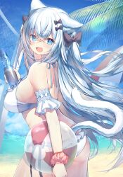 1girl animal_ears artist_request ass butt_crack cat_ears cat_girl cat_tail character_request fang looking_at_viewer smile tagme tail