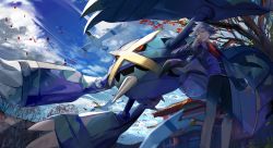 1boy architecture ascot autumn_leaves black_pants blue_eyes blue_jacket blue_sky blue_vest border0715 building cloud east_asian_architecture flying gen_3_pokemon hand_on_own_head highres jacket jewelry latias latios leaf legendary_pokemon long_sleeves looking_away mega_metagross mega_pokemon metagross nintendo open_clothes open_jacket outdoors pants parted_lips pokemon pokemon_(creature) pokemon_oras red_ascot ring short_hair silver_hair sky standing steven_stone tree vest wind wingull