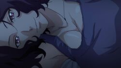 1boy 2girls animated anime_screenshot bedroom black_hair breasts brown_eyes brown_hair camisole cleavage grand_blue hamaoka_azusa highres kitahara_iori kotegawa_nanaka large_breasts medium_hair multiple_girls nightgown off_shoulder purple_camisole purple_eyes purple_hair smile sound tagme video white_nightgown