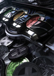 Rule 34 | bad id, bad pixiv id, belt, highres, kamen rider, kamen rider ooo (series), medal, no humans, o medal, still life, tom (1art.)