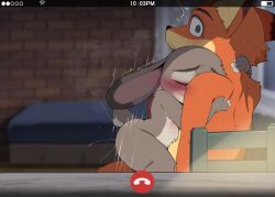 1boy 1girl animal_ears blush body_fur caught closed_eyes dagasi furry furry_female furry_male furry_with_furry grey_fur hetero highres judy_hopps nick_wilde nude rabbit_ears rabbit_girl sex tagme tail zootopia