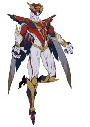 1boy absurdres bodysuit catball1994 choujin_sentai_jetman claws helmet highres open_hands red_bodysuit red_hawk redesign super_sentai tokusatsu white_bodysuit wings yellow_bodysuit