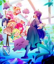 6+girls :3 :d :o blonde_hair blue_eyes blue_hair brown_hair ceres_fauna chibi closed_eyes commentary english_commentary gawr_gura glass_ceiling green_hair hakos_baelz halo heterochromia highres holding holding_paint_palette holding_paint_palette hololive hololive_english indoors irys_(hololive) kitsbytf limiter_(tsukumo_sana) long_hair long_sleeves mascot mori_calliope multiple_girls nanashi_mumei ninomae_ina&#039;nis ninomae_ina&#039;nis_(casual) open_mouth orange_hair ouro_kronii paint_palette paint_palette pink_hair pointy_ears purple_eyes purple_hair red_hair smile standing takanashi_kiara takodachi_(ninomae_ina&#039;nis) tentacle_hair triangle_mouth tsukumo_sana very_long_hair virtual_youtuber watson_amelia white_hair