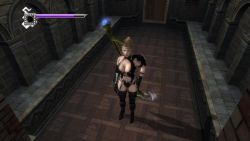 1girl 3d animated blonde_hair blue_eyes breasts cleavage highres bouncing_breasts large_breasts ninja_gaiden rachel_(ninja_gaiden) video