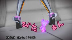 1girl 3d agent_mirai artificial_vagina blender_(medium) bodysuit boots high_heel_boots high_heels highres indoors lower_body mirai_(agent_mirai) neon_trim objectification rudder_footwear sex_toy solo standing umaaji_lady_mk2