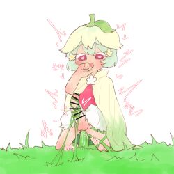 Rule 34 | 1boy, anal, anal fluid, bar censor, blush, brooch, cape, censored, cookie run, flower, flower brooch, hair flower, flower ornament, full body, genderswap, genderswap (ftm), grass, green cape, green hair, green hat, hair between eyes, hair ornament, hand on own face, hand to mouth, hat, heart, heart-shaped pupils, high collar, humanization, jewelry, kneeling, large penis, leaf, lilybell cookie, open mouth, penis, personification, pink eyes, pink shirt, plant, plant on head, puffy skirt, shirt, short hair, simple background, skirt, symbol-shaped pupils, tagme, tentacle sex, tentaclejob, tentacles, tentacles on male, testicles, trap, vines, white brooch, white skirt