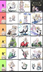 Rule 34 | 4girls, absurdres, blue archive, car, chair, chart, couch, gaming chair, highres, holding, holding mop, kirino (blue archive), kirino (swimsuit) (blue archive), lifeguard chair, m20 recoilless rifle, massage chair, mika (blue archive), mini cooper, mop, motor vehicle, mr. bean (series), multiple girls, nagisa (blue archive), on chair, on couch, on scooter, parody, seia (blue archive), smile, swivel chair, tanaka drawing, tea party (blue archive), thumbs up, tier list, translation request, vespa 150 tap