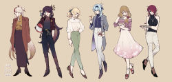 6+girls adjusting_hair alternate_costume aqua_coat arm_at_side armpit_crease arms_at_sides asymmetrical_bangs asymmetrical_hair bare_shoulders baron_bunny_(genshin_impact) beidou_(genshin_impact) belt black_eyes black_footwear black_gloves black_hair black_jacket black_pants black_shirt blonde_hair blouse blue_eyes blue_hair blue_shirt book boots bow-shaped_hair breasts brown_coat brown_footwear chain character_request cigarette closed_mouth coat coat_on_shoulders collarbone collared_coat collared_jacket commentary_request contemporary cropped_jacket cross cross-laced_footwear cross_necklace crossed_arms crossed_legs denim durenosaurus earrings eula_(genshin_impact) eyepatch facing_viewer fashion fishnet_footwear fishnet_gloves fishnets flats flower foot_up footwear_flower footwear_request full_body genshin_impact gloves gradient_clothes gradient_hair gradient_skirt green_background green_hair green_pants green_sweater grey_shirt hair_between_eyes hair_flower hair_ornament hair_over_one_eye hair_over_shoulder hair_stick halterneck hand_on_own_hip hand_up headband helmet high_ponytail highres holding holding_book holding_cigarette holding_helmet holding_leaf jacket jean_(genshin_impact) jeans jewelry lace lace-trimmed_shirt lace_trim large_breasts latin_cross leaf light_blue_hair lips lisa_(genshin_impact) long_hair long_skirt long_sleeves looking_to_the_side medium_breasts medium_hair medium_skirt motorcycle_helmet multicolored_hair multiple_girls necklace ningguang_(genshin_impact) off-shoulder_shirt off_shoulder open_clothes open_coat orange_hair pants pastel_colors pencil_skirt pink_skirt pleated_skirt ponytail profile puffy_long_sleeves puffy_sleeves purple_shirt purple_skirt red_eyes red_flower red_hair rosaria_(genshin_impact) rose shirt sidelocks simple_background single_earring skirt sleeve_cuffs sleeveless sleeveless_shirt sleeves_past_wrists smoke standing sweater tassel tassel_hair_ornament torn_clothes torn_legwear turtleneck turtleneck_sweater very_long_hair watson_cross white_hair white_pants white_skirt