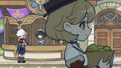 &gt;_&lt; aether_(genshin_impact) animated audible_music barrel bennett_(genshin_impact) bibi_(bibizbbibi) boar chibi explosion food gameplay_mechanics genshin_impact guoba_(genshin_impact) katheryne_(genshin_impact) lumine_(genshin_impact) map_(object) meat mora_(genshin_impact) multiple_boys multiple_girls o_o primogem seashell shell shield sound tagme teleport_waypoint_(genshin_impact) video wolf