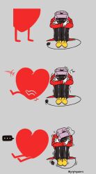 ... 1boy absurdres ant_tenna antennae black_pants crt deltarune electric_plug electric_plug_tail gloves grey_background highres hugging_own_legs male_focus object_head pants pipispaints shoes sitting soul_(deltarune) spoken_ellipsis tail tail_wagging tailcoat tearing_up trembling twitter_username utdr_(toby_fox) white_gloves yellow_shoes