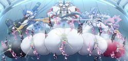 5girls anus argentea_(darling_in_the_franxx) ass ass_focus black_skin blonde_hair blue_eyes censored charging chlorophytum colored_skin cum cum_in_ass cum_in_pussy cum_on_body cum_on_lower_body cumdrip darling_in_the_franxx delphinium_(darling_in_the_franxx) double_penetration genista_(darling_in_the_franxx) hair_over_one_eye holding holding_weapon huge_ass joints mecha mecha_girl multiple_girls open_mouth orgasm pink_eyes pink_hair pochincoff purple_hair pussy_juice pussy_juice_stain pussy_juice_trail red_eyes red_skin robot robot_girl robot_joints smile strelizia thick_thighs thighhighs thighs through_wall vaginal weapon white_skin