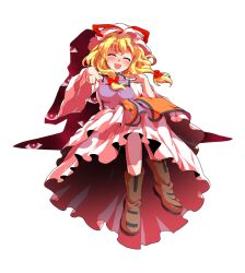 1girl alphes_(style) blonde_hair blush boots bow breasts brown_boots commentary_request dairi dress full_body gap_(touhou) hair_between_eyes hair_bow hat hat_ribbon highres large_variant_set long_hair long_sleeves medium_breasts mob_cap parody red_bow red_ribbon ribbon solo style_parody tabard tachi-e touhou transparent_background turtleneck variant_set white_dress white_hat wide_sleeves yakumo_yukari yin_yang