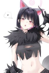 1girl absurdres black_claws black_tail blue_archive breasts colored_inner_animal_ears colored_inner_hair extra_ears fake_claws fur-trimmed_gloves fur_scarf fur_sleeves fur_trim gloves halloween_costume halo highres kazusa_(blue_archive) kazusa_(halloween)_(blue_archive) multicolored_hair nonoa official_alternate_costume pink_halo solo werewolf_costume
