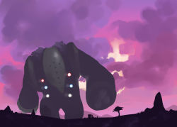 00s bad_id bad_pixiv_id cloud gen_4_pokemon legendary_pokemon nintendo no_humans pokemon pokemon_(creature) pokemon_focus regigigas sky solo spacezin sunset