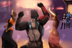 commander_shepard commander_shepard_(male) dakkun39 dancing garrus_vakarian mass_effect_(series) mass_effect_2 miranda_lawson musical_note tumblr