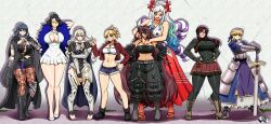 6+girls artoria_pendragon_(fate) black_lagoon breasts crossover fate/apocrypha fate/stay_night fate_(series) female_byleth_(fire_emblem) female_corrin_(fire_emblem) fire_emblem fire_emblem:_three_houses fire_emblem_fates highres jadenkaiba large_breasts long_hair mordred_(fate) multiple_girls nico_robin nintendo one_piece one_piece_film:_gold revy_(black_lagoon) yamato_(one_piece)