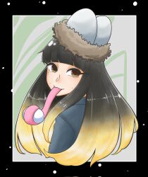 1girl artist_request egg ginpen_16 highres long_tongue nest tagme tongue tongue_out