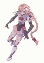 1boy astolfo_(fate) braid cyborg fate_(series) full_body highres long_hair megami_device non-web_source pink_hair purple_eyes school_uniform serafuku shoes simple_background trap