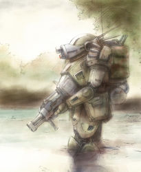 backpack bag gun mecha no_humans nyaou randoseru rifle robot scopedog soukou_kihei_votoms weapon