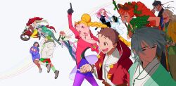 6+boys 6+girls alien_stage ann_(messiah_project) black_dress black_gloves blonde_hair blue_hair braid brown_hair brown_hat carrot_cookie character_request closed_eyes clothing_cutout cookie_run copyright_request double_bun dress gloves gradient_hair green_eyes green_hair grey_hair hair_bun hairband half-closed_eyes hand_on_own_hip hat highres jacket juliet_sleeves leotard long_sleeves marie_(messiah_project) mask messiah_project mizi_(alien_stage) motor_vehicle motorcycle multicolored_hair multiple_boys multiple_girls off-shoulder_dress off_shoulder on_motorcycle open_mouth orange_eyes orange_hair pantyhose pink_eyes pink_leotard pointing pointing_up puffy_sleeves purple_pantyhose qmeng red_eyes red_hair red_jacket shirt shoulder_cutout smile split-color_hair sua_(alien_stage) twin_braids twintails two-tone_hair white_background white_dress white_hairband
