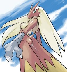 ass blaziken cum furry gen_3_pokemon green_eyes looking_back nintendo pokemon pokemon_(creature) pussy