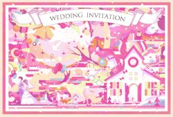 Rule 34 | 1boy, 1girl, absurdres, aircraft, bird, bug, butterfly, cake, church, closed eyes, commentary request, crescent, dog, dove, dress, english text, food, formal clothes, full body, grey suit, halo, hedgehog, highres, hot air balloon, insect, key, nishinoda, original, owl, penguin, pink theme, profile, standing, suit, traditional halo, triangle, u u, umbrella, veil, wedding, wedding dress, white dress, wings