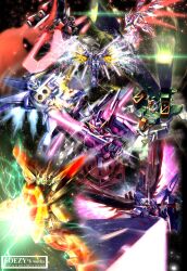 Rule 34 | afterimage, beam cape (gundam), black knight squad shi-ve.a, cal-re.a, destiny gundam spec ii, double blade, dual wielding, duel blitz gundam, energy beam, energy blade, energy gun, energy sword, energy wings, firing, glowing, glowing eye, glowing eyes, green eyes, gun, gundam, gundam seed, gundam seed freedom, highres, holding, holding beam saber, holding gun, holding shield, holding sword, holding weapon, infinite justice gundam type ii, legs apart, light particles, lightning buster gundam, looking at viewer, mecha, mecha focus, mechanical wings, mighty strike freedom gundam, mobile suit, no humans, one-eyed, red eyes, robot, science fiction, shield, soezy, space, sword, thrusters, v-fin, weapon, wings, wings of light, yellow eyes, z&#039;gok (seed)