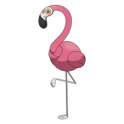 animal_focus artist_request bird closed_mouth flamigo full_body nintendo no_humans official_art outline pokemon pokemon_(creature) pokemon_focus pokemon_sv solo standing standing_on_one_leg third-party_source transparent_background white_outline yellow_eyes