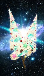 black_background chocolate commentary dessert diffraction_spikes fate/grand_order fate_(series) food food_art food_focus galaxy heart lasengle no_humans official_art sparkle star_(sky) star_(symbol) starry_sky_background still_life third-party_source twinmyniad_(fate) white_chocolate