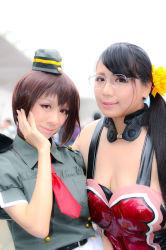 Rule 34 | 2girls, asian, black hair, breasts, cattleya (queen&#039;s blade), cattleya (queen&#039;s blade) (cosplay), chouzuki maryou, cleavage, cosplay, glasses, highres, large breasts, lipstick, makeup, multiple girls, photo (medium), plump, ponytail, queen&#039;s blade
