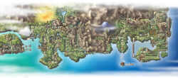 absurdres boat building city cloud fog forest harada_midori highres house island johto_map kanto_map lake map map_(medium) mountain nature nintendo no_humans official_art poke_ball_symbol pokemon pokemon_center pokemon_gym pokemon_hgss river scenery smoke third-party_source tower town tree volcano watercraft