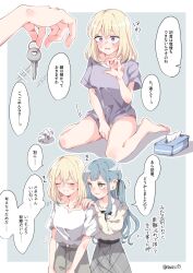 Rule 34 | 2girls, bang dream!, bang dream! it&#039;s mygo!!!!!, blonde hair, blue hair, chastity belt, closed eyes, closed mouth, commentary request, hair between eyes, hair ribbon, highres, key, long hair, long sleeves, medium hair, misumi uika, multiple girls, open mouth, purple eyes, purple shirt, ribbon, rousei, shirt, short sleeves, sidelocks, sparkle, tissue, togawa sakiko, translation request, white shirt, yuri