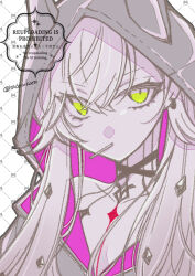 1girl breasts candy collarbone earrings fate/grand_order fate_(series) food green_eyes hachinkom hood jewelry lilith_(fate) lollipop looking_at_viewer medium_breasts solo tattoo twintails twitter_username watermark