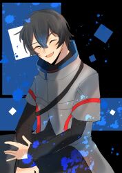 Rule 34 | 1boy, black eyes, blue eyes, closed eyes, digimon, highres, male focus, nagasumi eiji, short hair, smile, solo